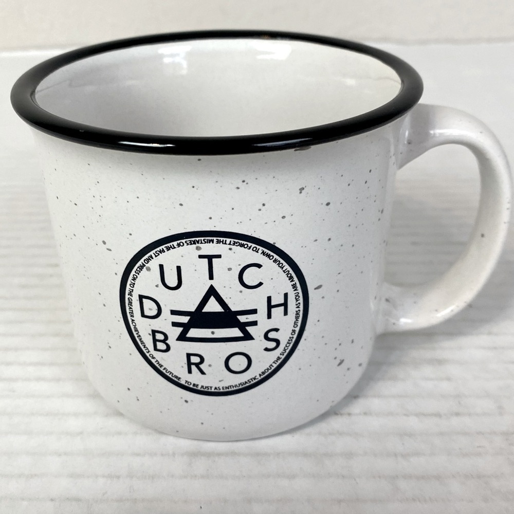 Dutch Bros Ceramic Black/White Speckled Camp Mug 18oz